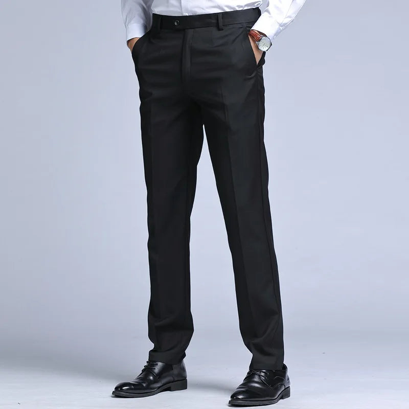 Men's Straight Slim Suit Pants - Formal Trousers