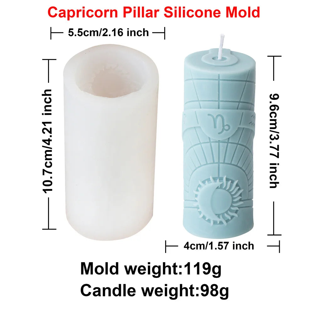 Zodiac Pillar Candle Molds - DIY Constellation Silicone Mold