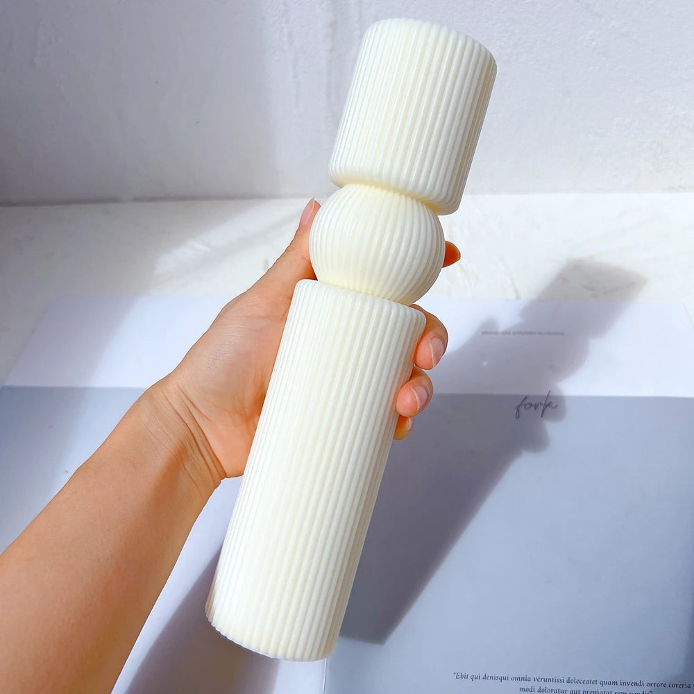 6 Designs Ribbed Pillar Candle Mold - Geometric Silicone Mold