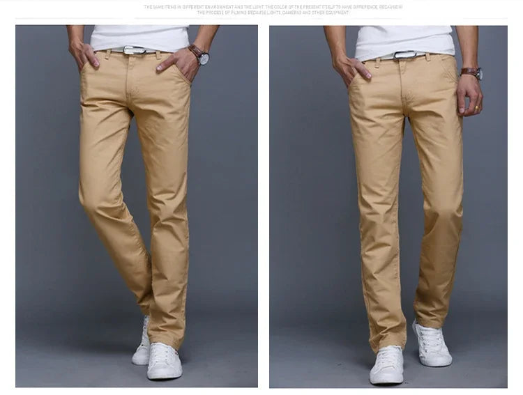 New Spring Casual Pants - Men's Straight Fit Stretch Chino Trousers