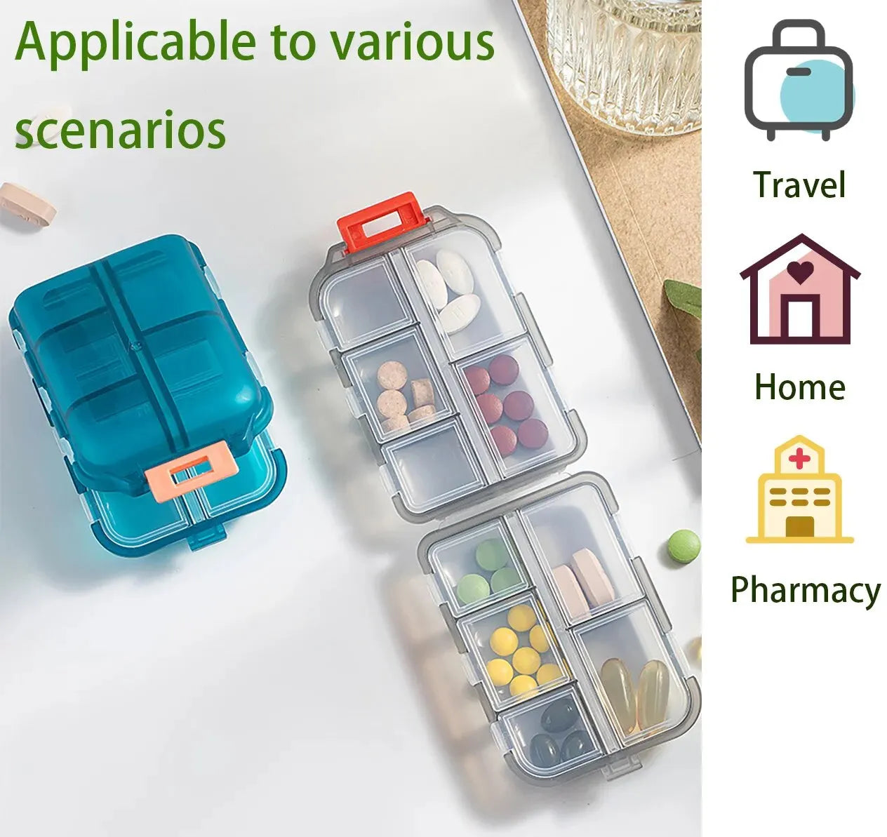 Portable 10 Grids Pill Organizer - Perfect for Travel