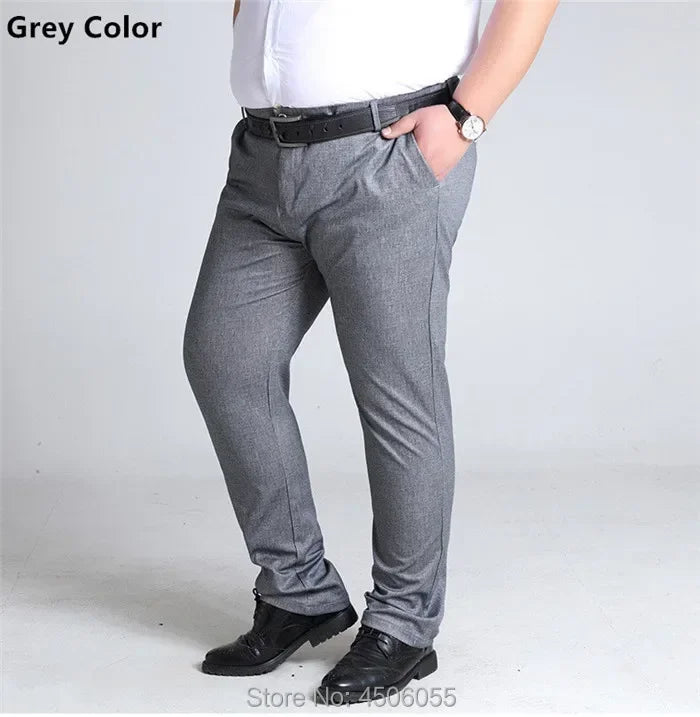 Plus Size Men's Business Trousers - Elastic Straight Pants