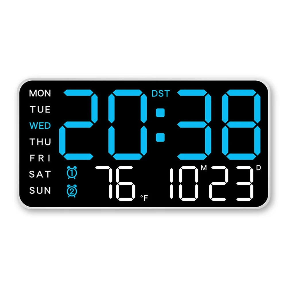 Large Digital Wall Clock - Voice Control Alarm Clock with Temperature Display