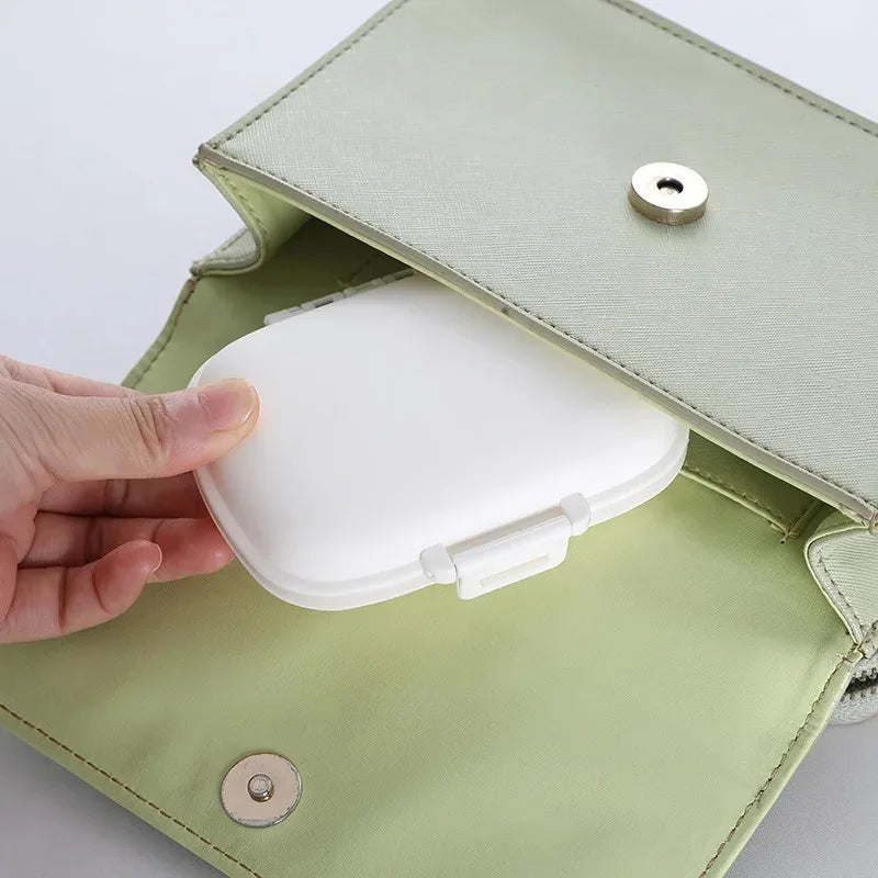 Mini Portable 8 Grids Pill Box - Wheat Sealed Medicine Organizer