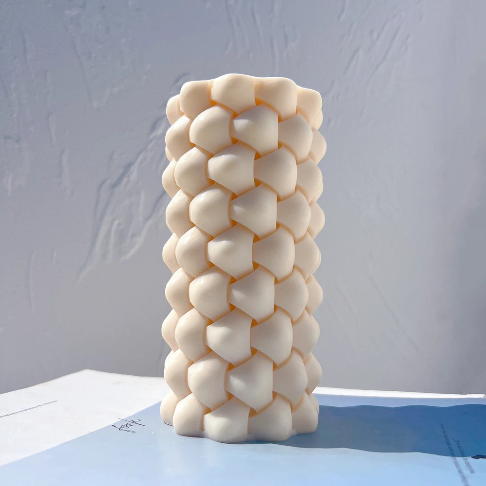 Geometric Pillar Candle Mold - Aesthetic Swirl Silicone Mold