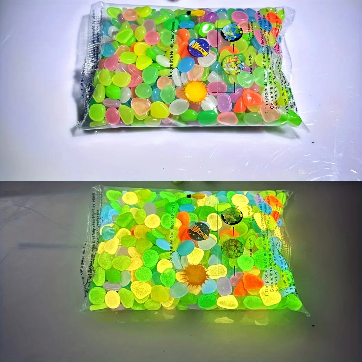 Pebbles Shining in the Dark, Luminous Resin Stones for Garden & Aquarium