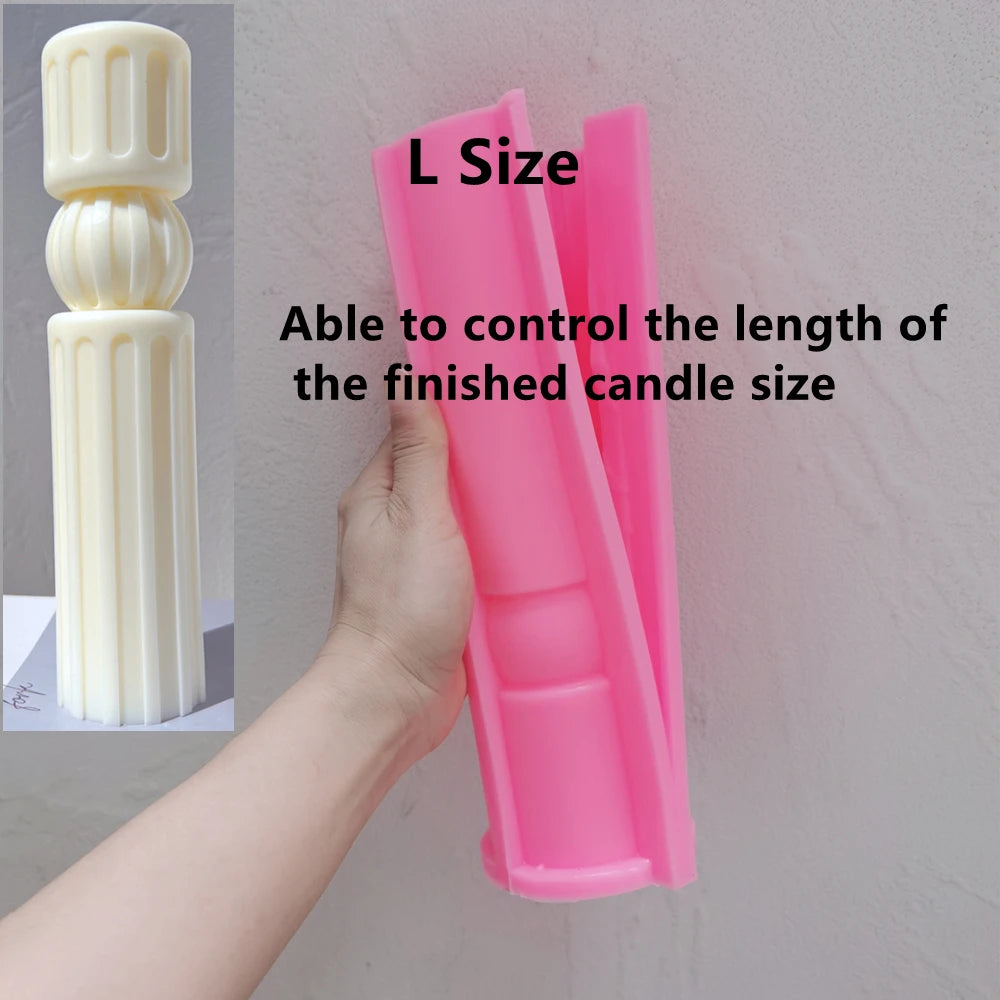 6 Designs Ribbed Pillar Candle Mold - Geometric Silicone Mold