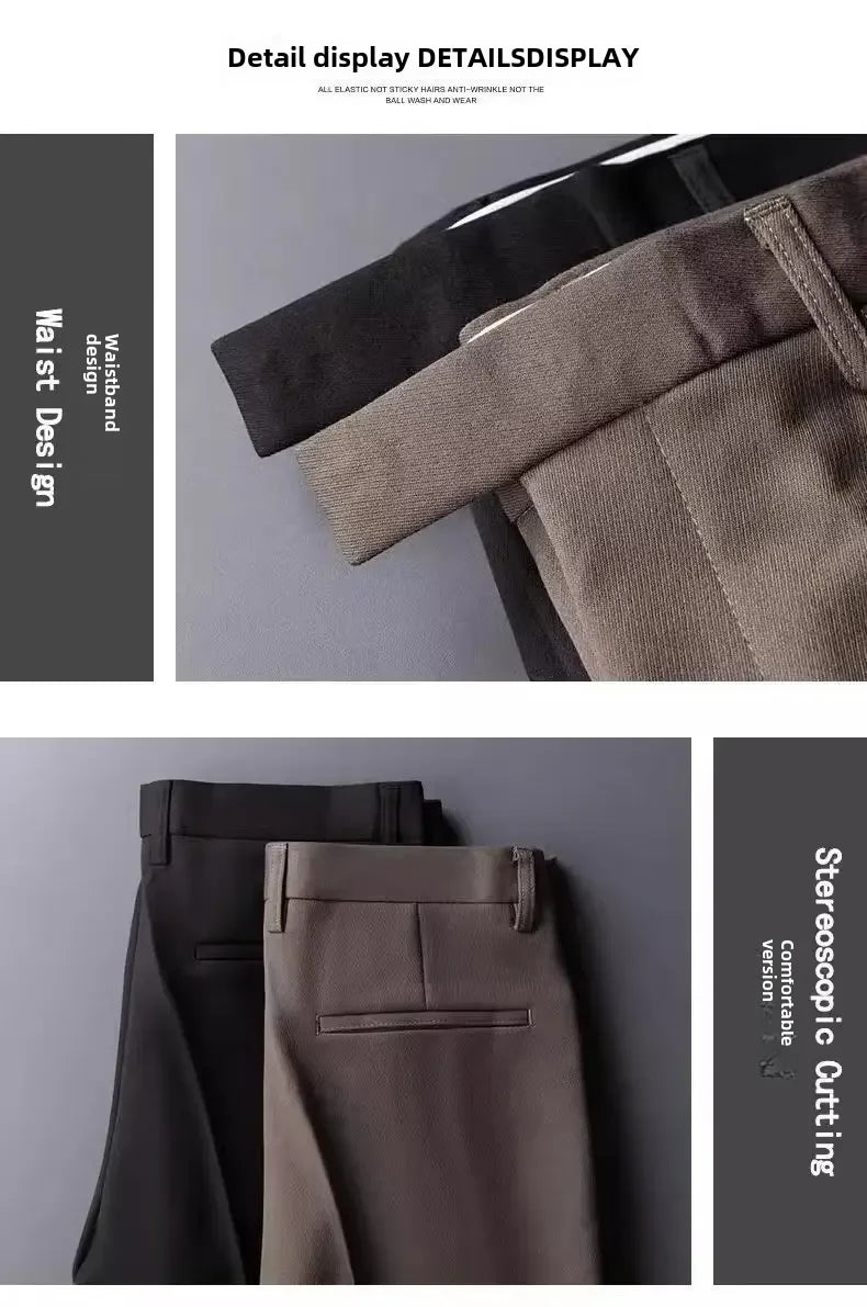 Men's Slim Business Casual Pants - Straight Trousers