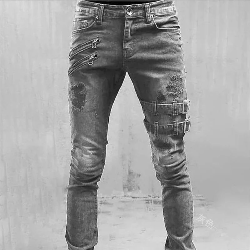 Men's Punk Hip Hop Black Jeans