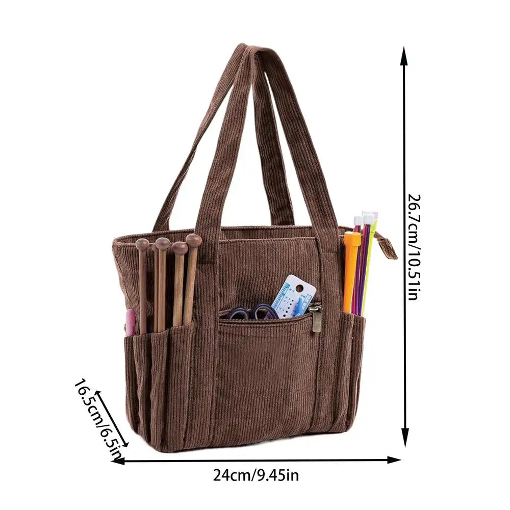 Crochet Yarn Bag - Large Capacity Corduroy Yarn Holder
