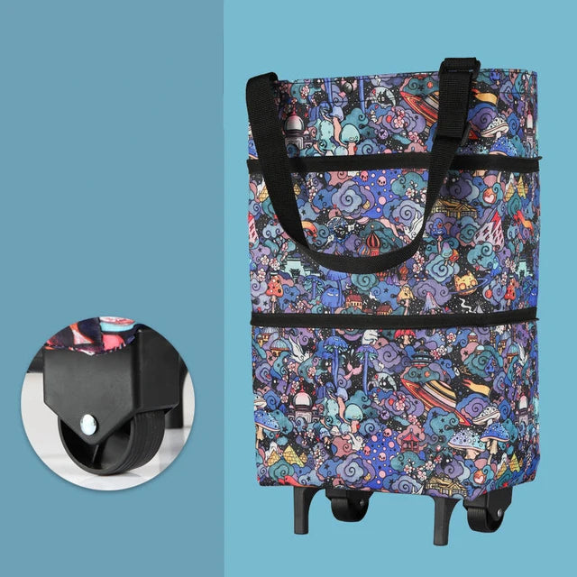 Tote Shopping Bag with Wheels | Foldable Trolley Cart