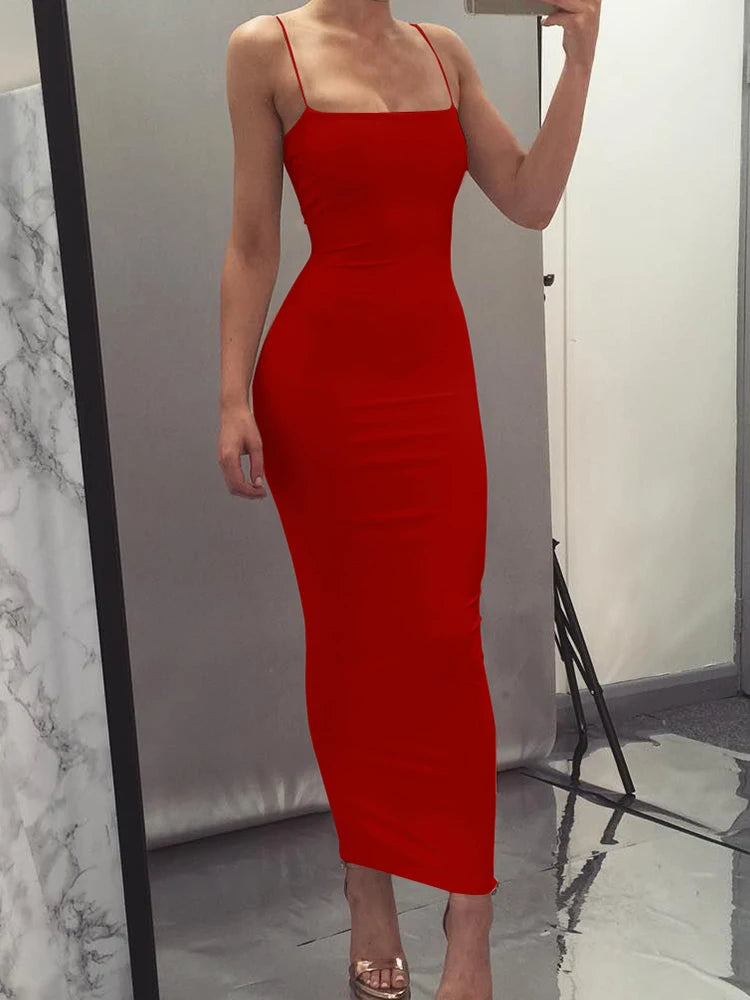 Spring Summer Women's High Elastic Backless Dress