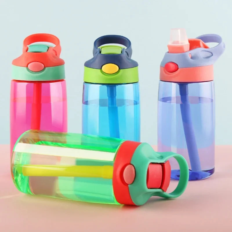 480ml Water Bottle With Straw Kids Girls Portable Travel Bottles Gym Sports Fitness Cup Summer Cold Water Juice Drinking Bottle