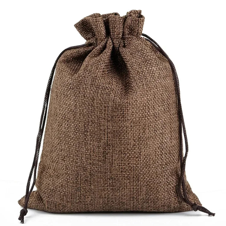 10Pcs Jute Natural Burlap Bag - Multi-Size Jewelry & Gift Bags
