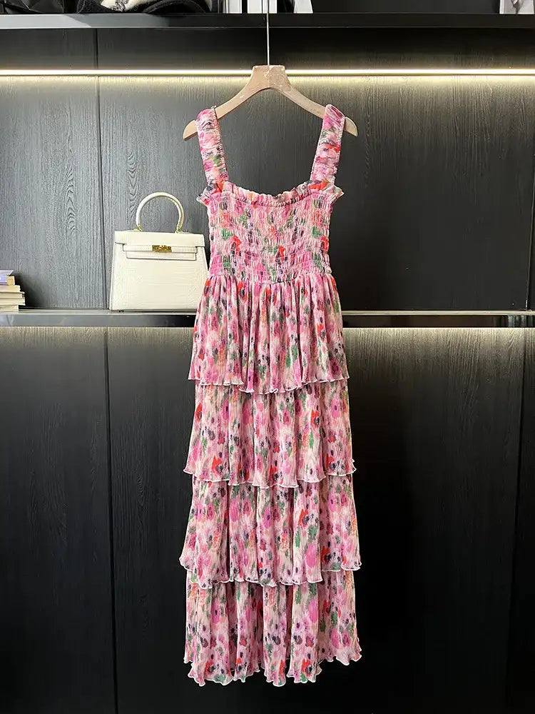 Blue & White Porcelain Floral Long Sundress