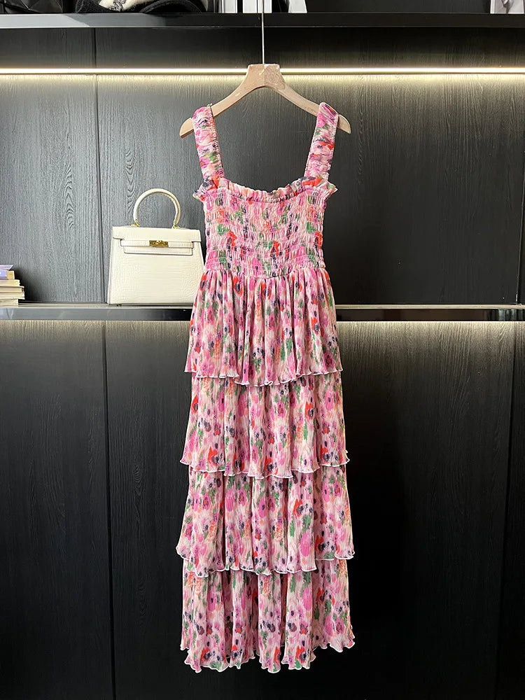 Blue & White Porcelain Floral Long Sundress