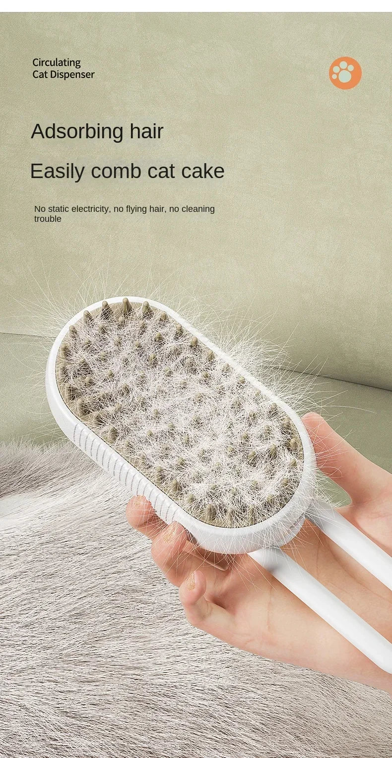 3-in-1 Pet Spray Brush – Steam, Massage & Hair Removal Comb