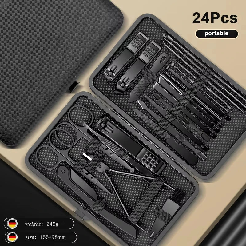 Black Nail Clipper Set | Stainless Steel Grooming Kit