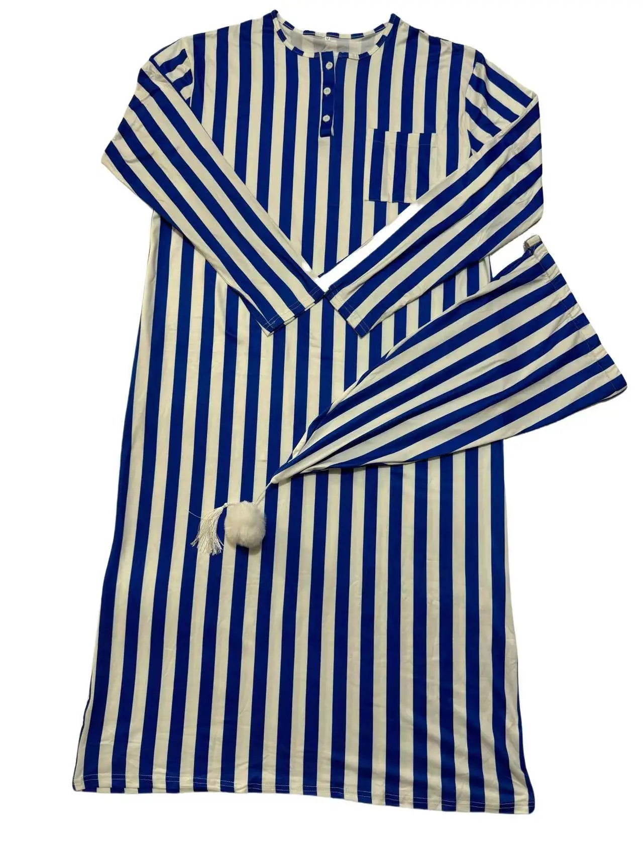 2025 Autumn Men's Nightgown Male Long Robe Solid Thin Loose Plus Size Long Sleeve One-Piece Pajamas for Men Bathrobe Homewear