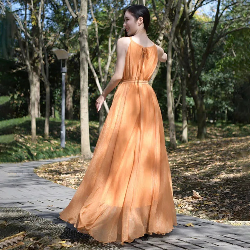 Travel Photo Desert Long Dress - Summer Chiffon Beach Dress