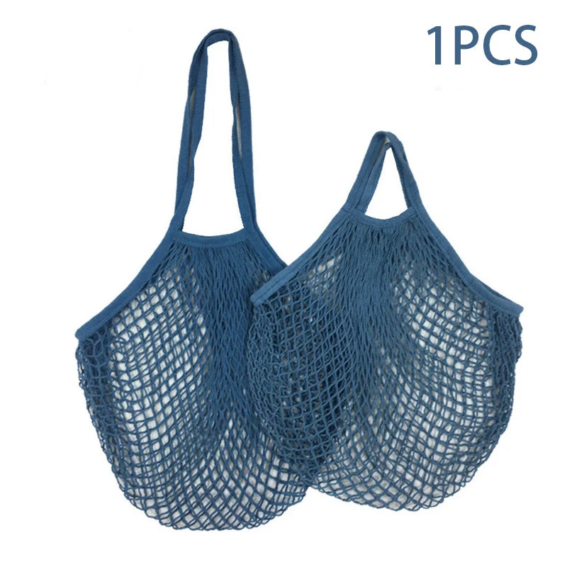 Portable Reusable Grocery Bags - Cotton Mesh String Shopping Tote