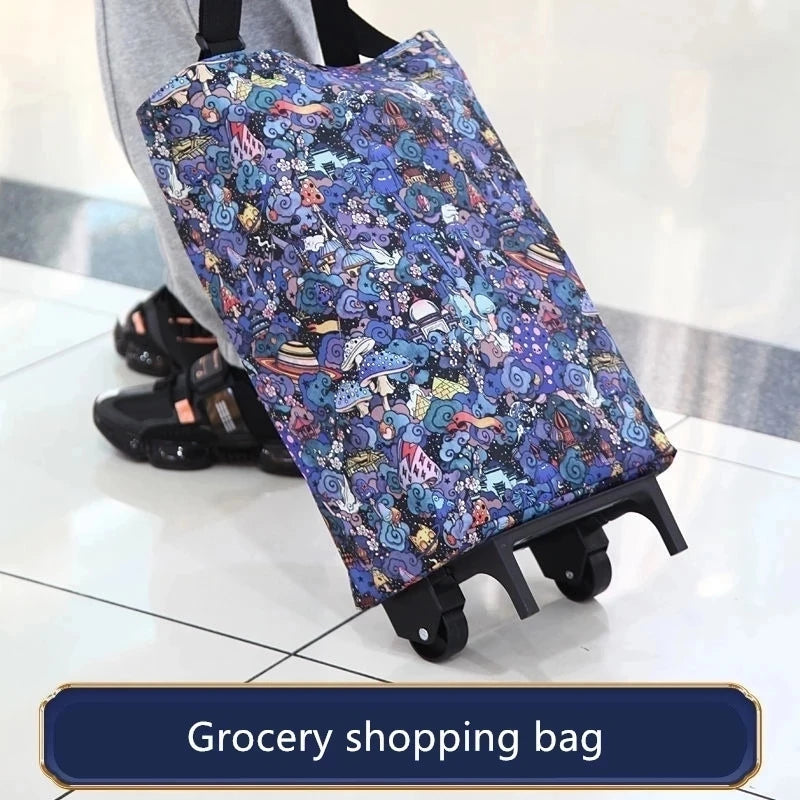 Tote Shopping Bag with Wheels | Foldable Trolley Cart