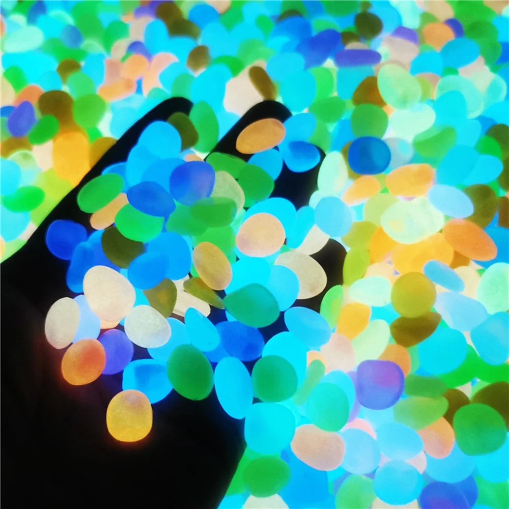 Pebbles Shining in the Dark, Luminous Resin Stones for Garden & Aquarium