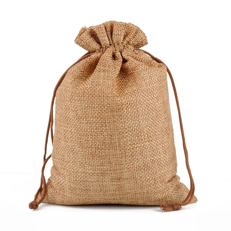 10Pcs Jute Natural Burlap Bag - Multi-Size Jewelry & Gift Bags
