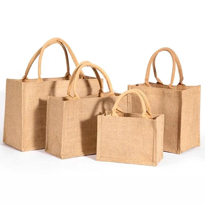 Fashion Burlap Tote Bag - Women's Jute Beach Shopping Handbag