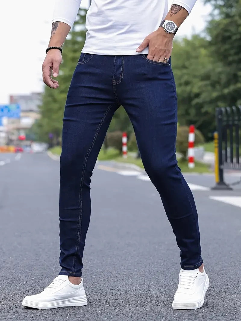 Men's Stretch Skinny Denim Pants - Harajuku Hip-Hop Style
