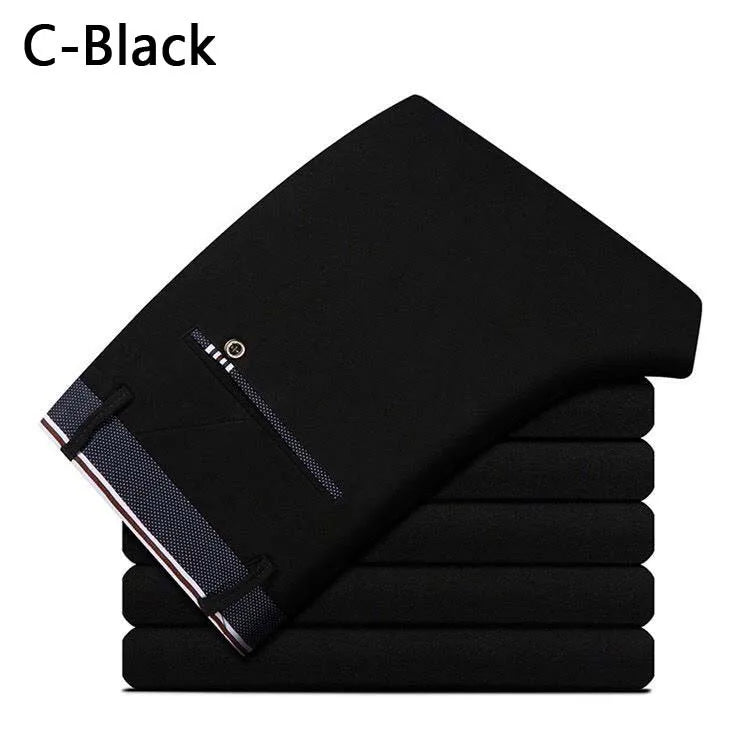 Men's Summer Business Casual Pants - Elastic Straight Fit Formal Trousers