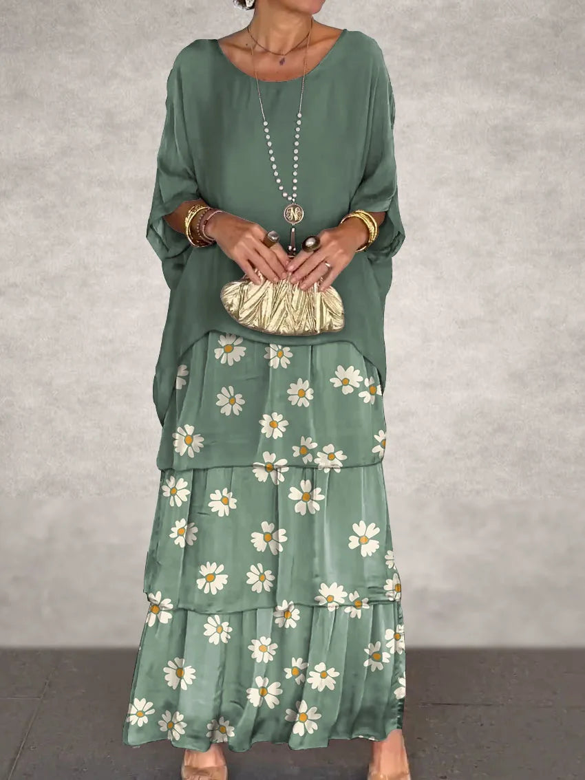 Women's Elegant Bat Sleeve Long Dress - Plus Size Robe