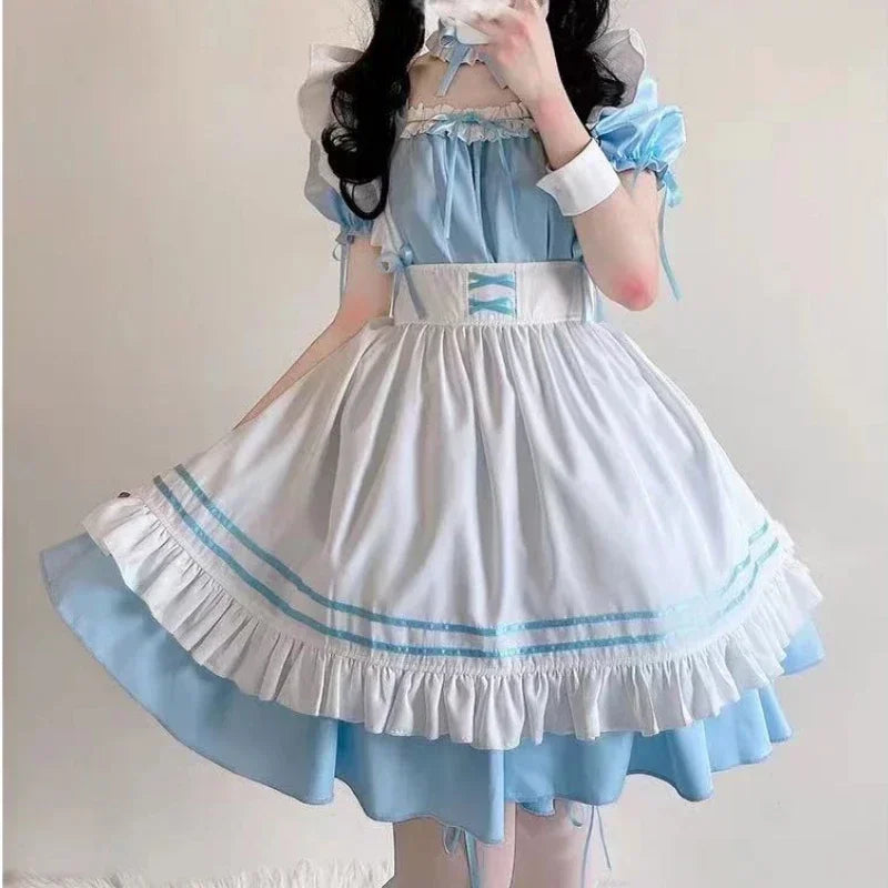 Black Pink Lolita Maid Costume - Cute Girls Women Cosplay Outfit