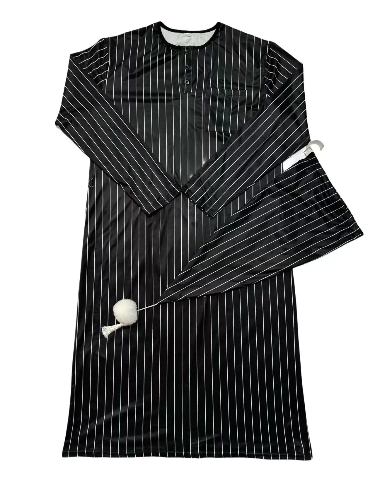 2025 Autumn Men's Nightgown Male Long Robe Solid Thin Loose Plus Size Long Sleeve One-Piece Pajamas for Men Bathrobe Homewear