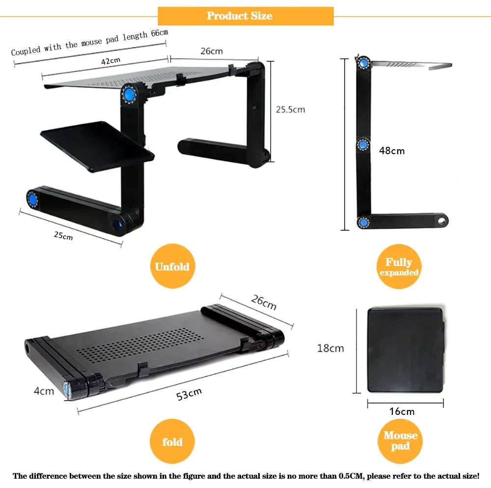Portable Aluminum Laptop Desk Stand with Mouse Pad