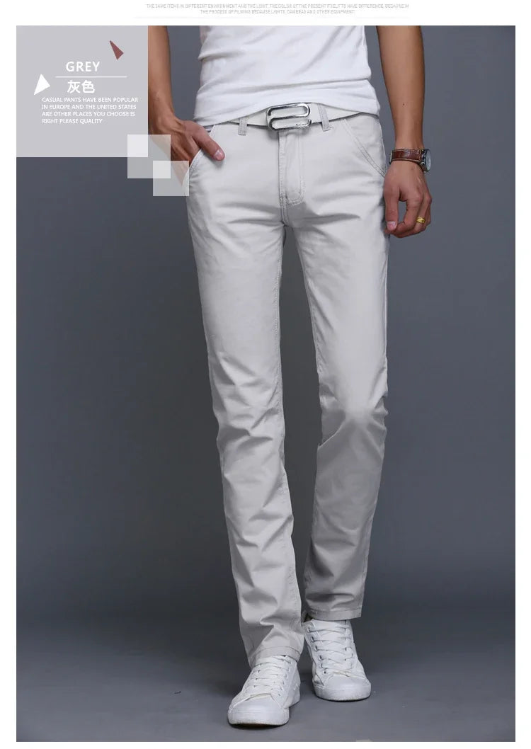 New Spring Casual Pants - Men's Straight Fit Stretch Chino Trousers