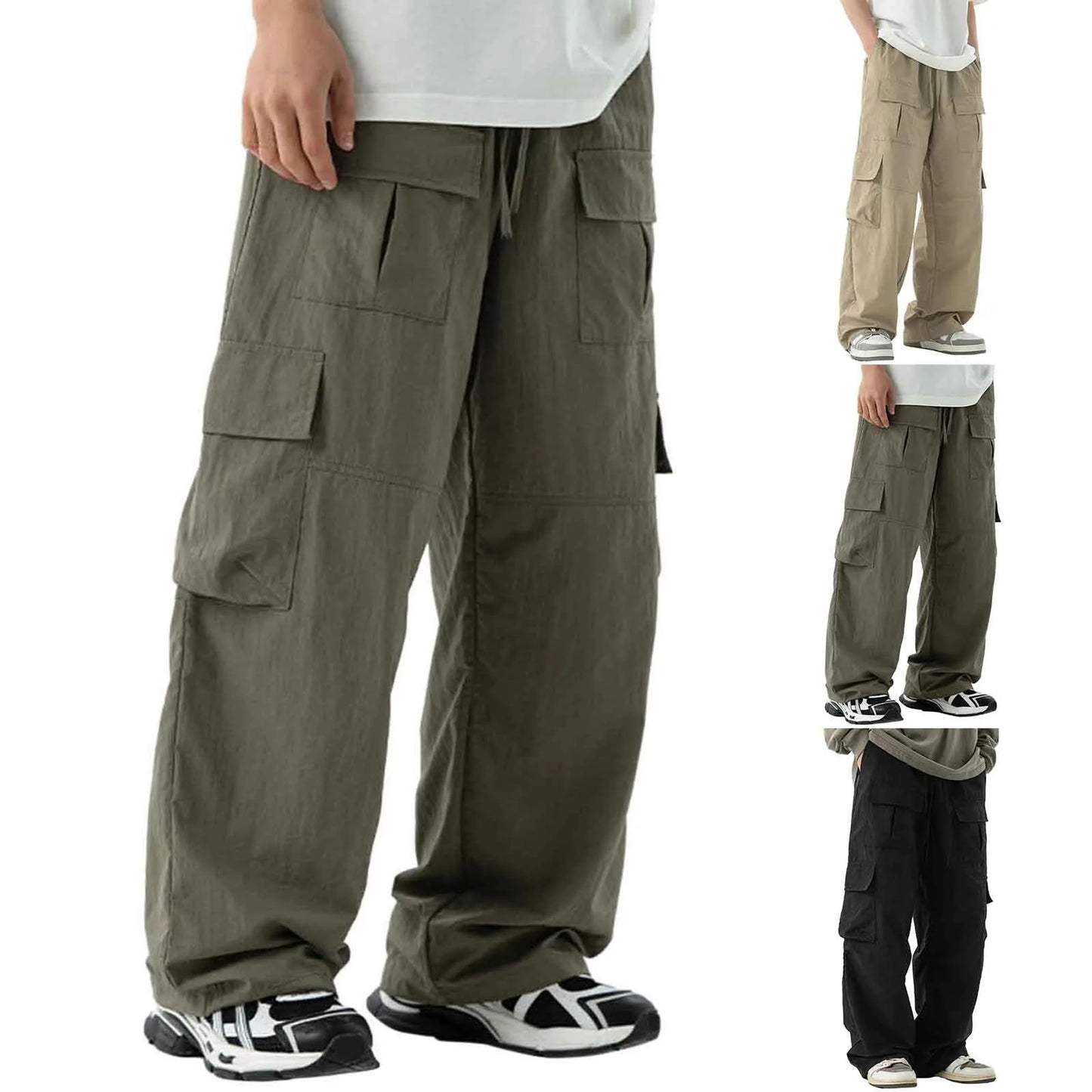 Men's Spring Pocket Overalls - Japanese Trousers Trendy Splicing Design