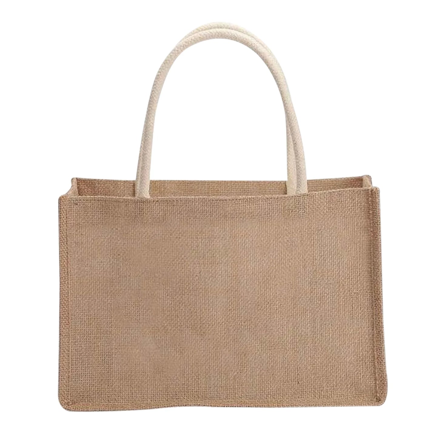 Fashion Burlap Tote Bag - Vintage Jute Beach Shopping Handbag