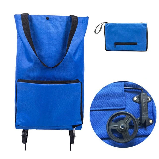 Portable Grocery Tug Bag with Wheels & PVC Tote