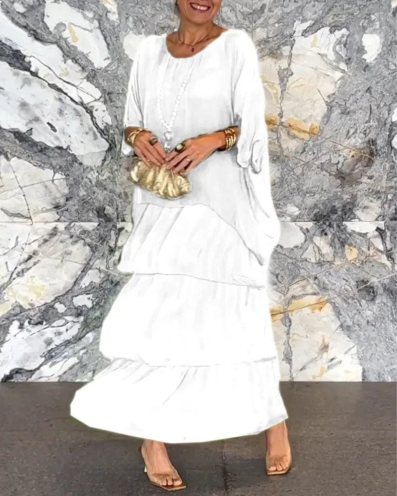 Women's Elegant Bat Sleeve Long Dress - Plus Size Robe