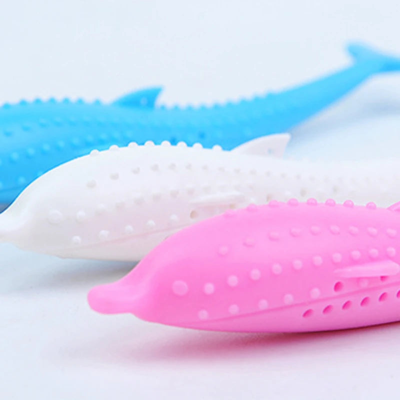 Fish-Shaped Cat Teeth Brushing Toy β Silicone Chew Toy with Catnip