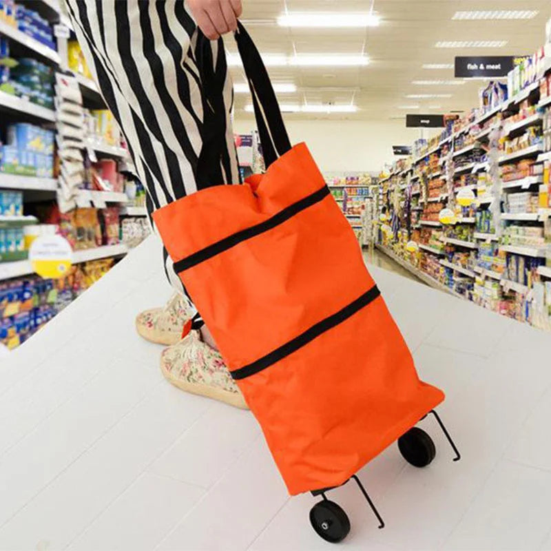 Portable Grocery Tug Bag with Wheels & PVC Tote