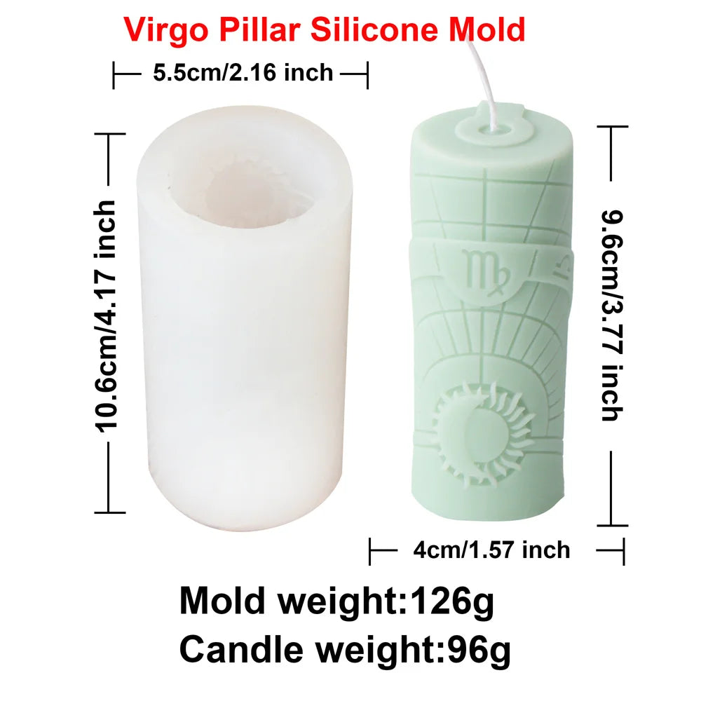 Zodiac Pillar Candle Molds - DIY Constellation Silicone Mold