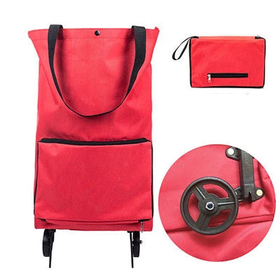 Portable Grocery Tug Bag with Wheels & PVC Tote