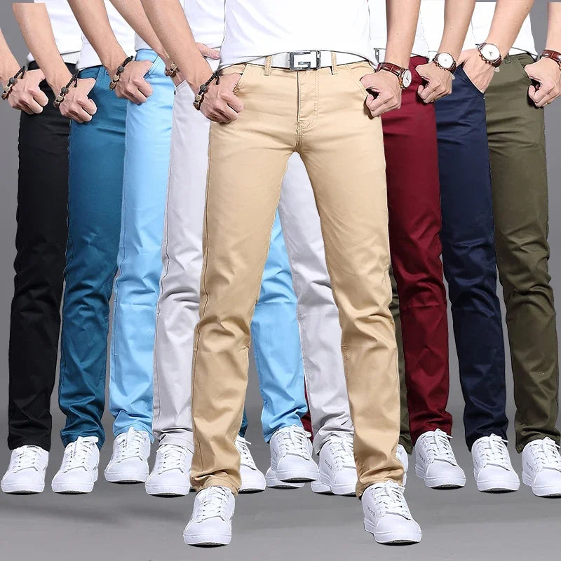 New Spring Casual Pants - Men's Straight Fit Stretch Chino Trousers