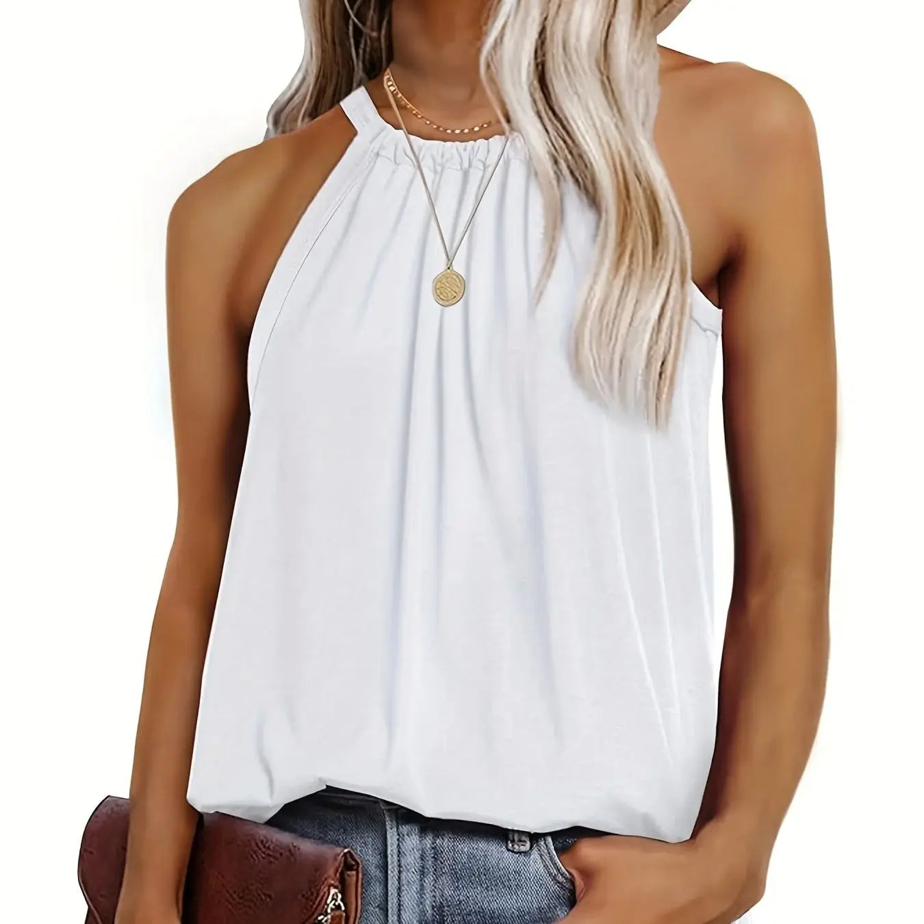 Summer Tops for Women - Casual Tunic Halter Tank Tops