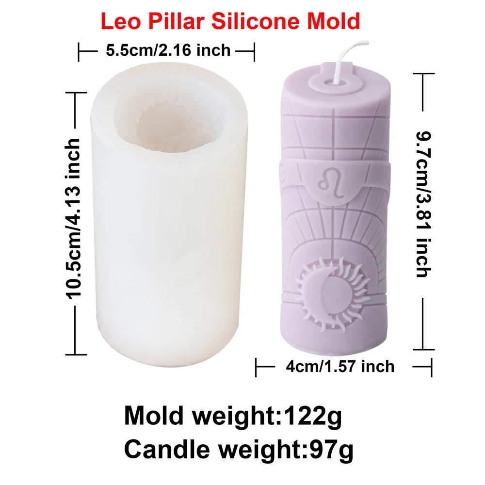 Zodiac Pillar Candle Molds - DIY Constellation Silicone Mold