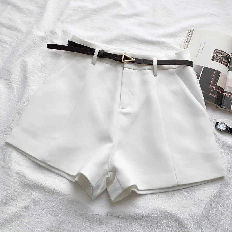 ITOOLIN Casual Women's Shorts - A-line High Waist Belted Vintage Trousers