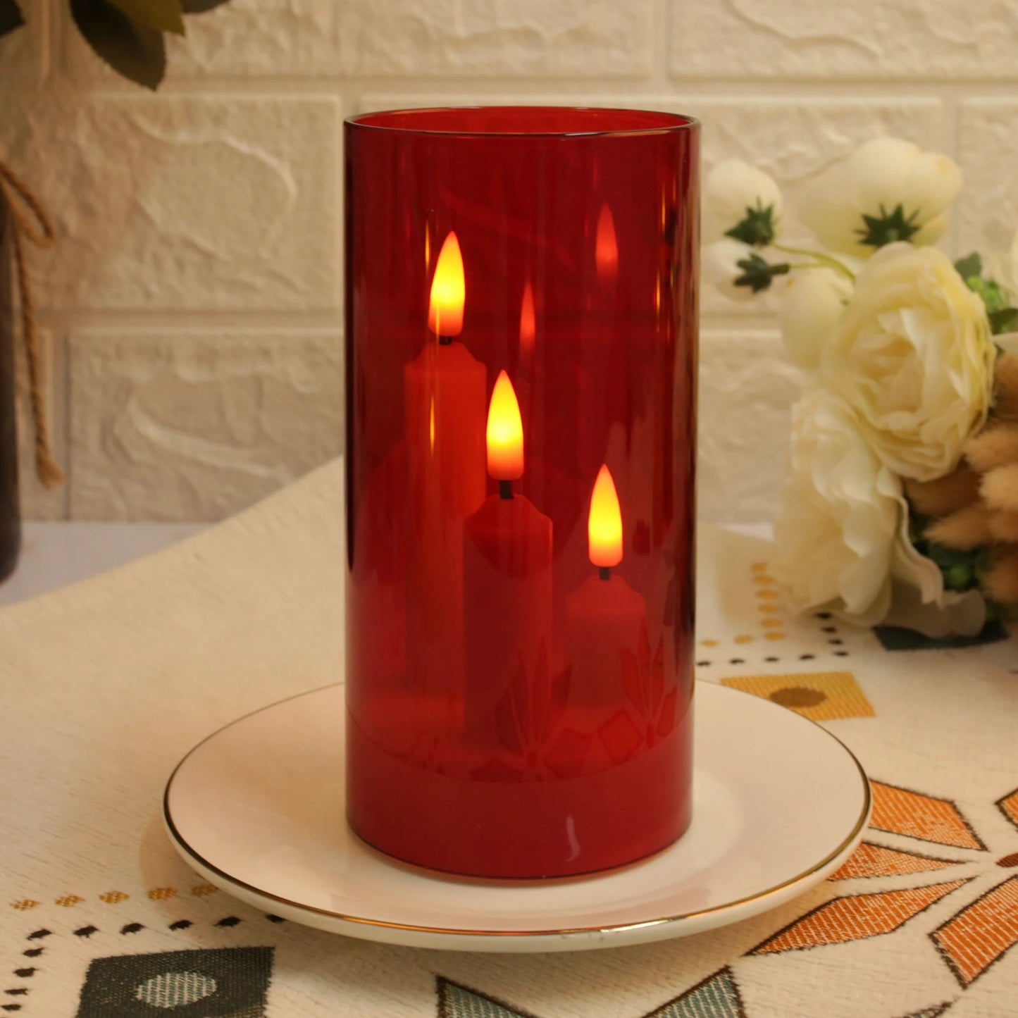 Clear Acrylic 3-Wick Flameless LED Candles - Battery Operated