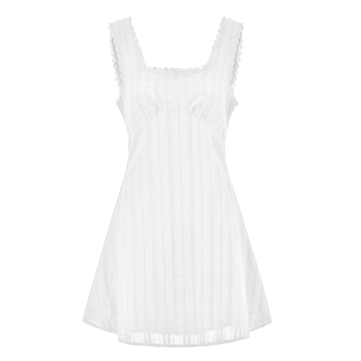 Women Summer White Short Dress - Bohemian Casual Chic